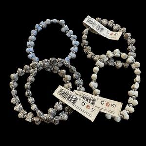 Trrtlz Monkey Charm Friendship Bracelet bundle of‎ white, gray, dark gray, blue